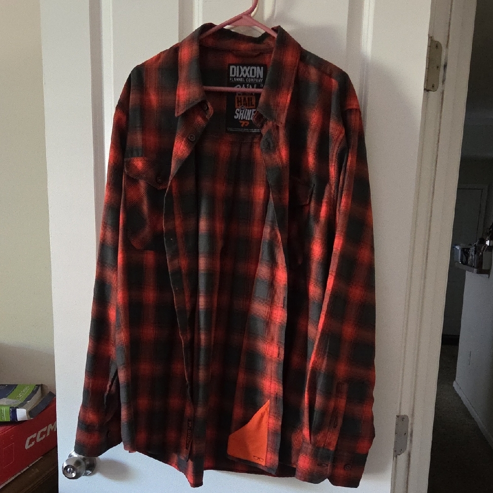 DIXXON Orange and Black Checkered Flannel Shirt